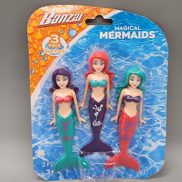 Banzai Magical Mermaids 3 Piece Dive Pack Water Toy Set - New Sealed - Picture 1 of 5